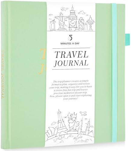 Travel Journal for Women, Adventure Book for 20 Trips, Travelling Planner Notebook Diary for Traveler, Vocation Planner, Travel Gifts(126 Pages, Light Green)