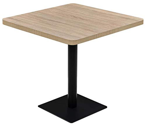 ZEYUAN Bistrotisch, Gartentisch, Balkontisch, Balkon Tische, Beistelltisch Garten, Gartenesstische, Beistelltisch Outdoor, MDF und Stahl Quadratisch 80x80x75 cm Eichenoptik
