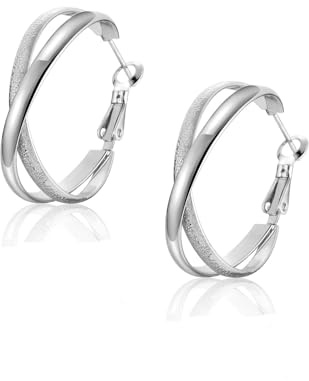 Ohrringe Silber 925 Creolen für Damen Herren, Silber/Gold Huggie Creolen Ohrringe mit AAA+ Zirkonia Schmuck Geschenk für Mädchen