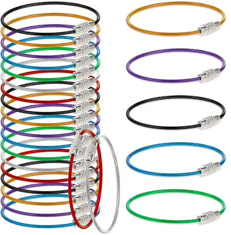 Amabro Lot de 21 anneaux en acier inoxydable pour accrocher des porte-clés, des bagages, des étiquettes d'identité, des étiquettes d'identification (multicolore)