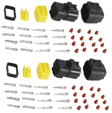 CGEAMDY 2 Pezzi Connettore Elettrico Maschio Femmina Presa e Pin Header Kit Terminali a Crimpare, 8 Pin Elettrico Connettore Spina Set, Auto Impermeabile Connettore Kit, per Auto Camion Marina Moto