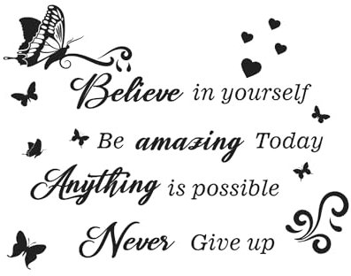 CYNOSURETECH 1 Piece Inspirational Butterfly Wall Sticker, Art Sticker, Removable Quote Wall Sticker for Hallway, Bedroom, Living Room, Stairs, Kitchen