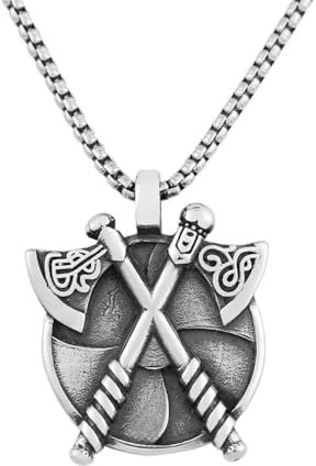 MYYCYCV Collier pendentif Rétro mode double hache rond pendentif collier personnalité flux bijoux pour hommes Cadeaux