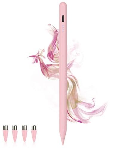 Stylus Pens for Touch Screens Power-Display Tablet Pen POM Tip Magnetic Rechargeable Pen for iPad Compatible with iPhone/iPad/Switch 1/2 and Other smartphone and Tablet Devices (Pink)