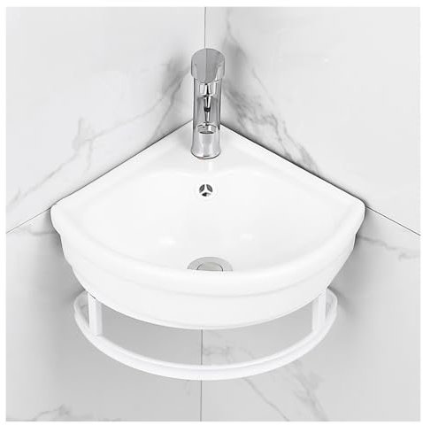 YVZYLXH Waschbecken,waschbeckenunterschrank hängend,waschbeckenunterschrank,Badmöbel Waschbecken,Eckwaschbecken Keramik,Mini Waschbecken,Waschbecken Klein Gäste WC, mit Wasserhahn und Überlauf(25CM)