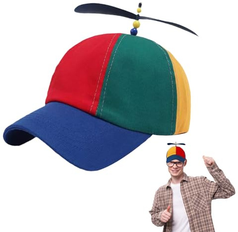 Propellerkeps, helikopterhatt, propellerkeps med propeller, helikopterkeps, färgglad baseboll lappverk hatt, propellerbaseballmössor, vuxen helikopter keps, Färg, One size