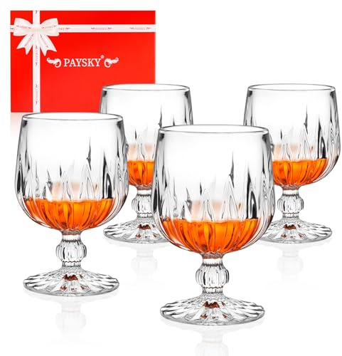 Paysky Small Clear Brandy Snifter Set of 4, 8.5 Ounce (250 ml) Crystal Whiskey Cognac Glass, Good for Wedding Bar Party Home Cocktail…