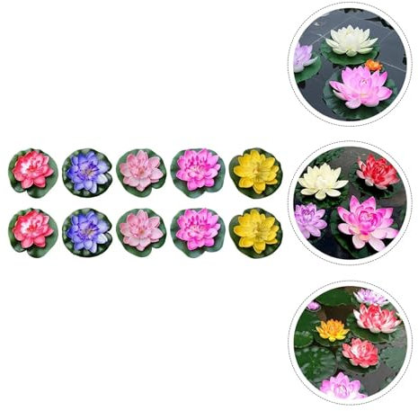 Loto Artificial Adorno de estanque de EVA de loto Artificial, decoración flotante for piscina, adorno de superficie de agua for peces, decoración de lirio for acuario, cuenco, semillas de flores para