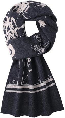 WANYING Herbst Winter 6% Wolle Herrenschal Gestrickter Schal Strickschal Wolleschal für Herren Mode Schick Casual Business - Bamboo Pattern Grau & Beige