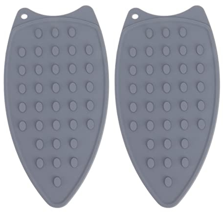 2 Pcs Silicone Iron Rest Pad, Heat Resistant Silicone Iron Mat Rest Pad, Protect Furniture and Tables From Damage, Soft Thick Ironing Pad for Ironing Board, Flat Irons (Grey)