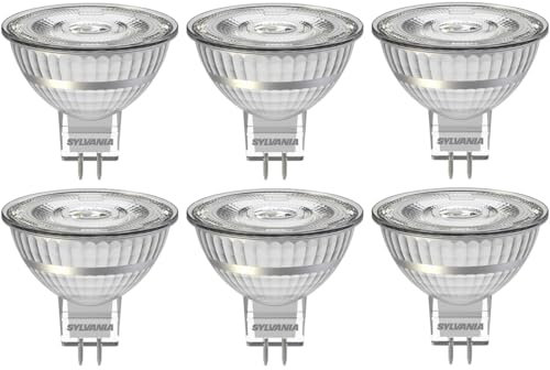 SYLVANIA MR16 Dimmable LED Light Bulbs, GU5.3 Cap, 5.8W, 460 Lumens, 40W Equivalent, Warm White 3000K - 6 Pack