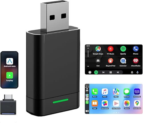 Adaptador inalámbrico Carplay y Android Auto, Convierte el Coche con Cable en inalámbrico,Plug & Play, Sin latencia, Mini y Estable rápido, para Coches con Carplay,Compatible con iOS 10+ & Android 11+