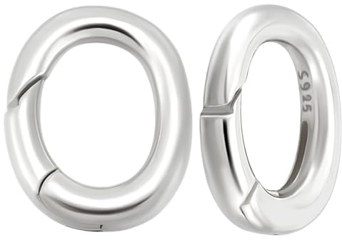 Beebeecraft 1 Caja de 2 Cierres de Resorte Ovalados 925 Anillos de Resorte Pequeños de Plata de Ley Gancho A Presión con Paño de Pulido para Hacer Collares Pulseras Y Joyas