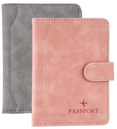 2 Stück Reisepasshülle, Reisepasshülle, Ausweishülle Aus Pu-Er, Kreditkartenhülle Mit RFID-Blocker, Geeignet Für Reisepass, Personalausweis, Kreditkarte