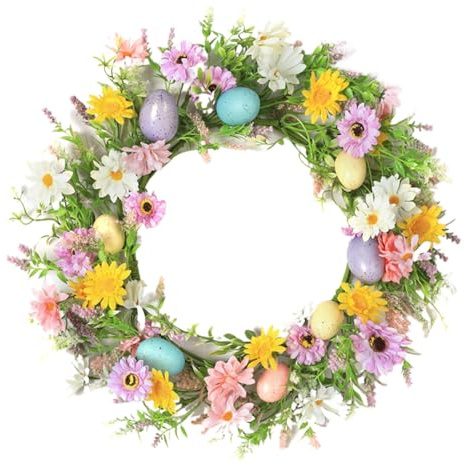 Ostertürkranz, Frühlingskranz mit Eiern | Bunter Eier-Osterkranz, Blumen-Frühlingskranz,Bauernhaus-Osterdekorationen mit gemischten Zweigen, Türkranz für die Wand