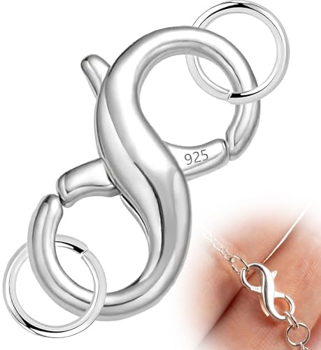 Double Opening Lobster Clasp - Premium Sterling Silver Jewelry Clasp for Necklaces & Bracelets - Strong & Secure DIY Lobster Clasps for Jewellery Making, Connector with Sterling Silver Jump Rings