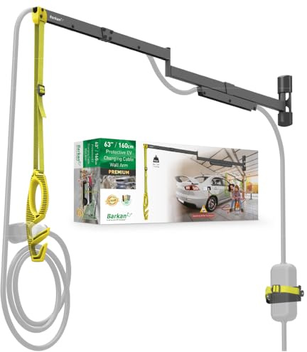 Bras Mural de Protection Barkan pour câble de Voiture Electrique de 160 cm, Garantie de 5 Ans, revêtement en Zinc résistant aux intempéries pour Usage intérieur et extérieur, véhicule, PHEV, EV