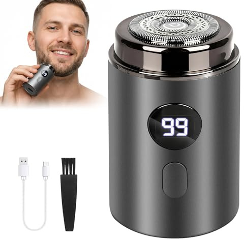 Mineup Maquinilla de Afeitar Eléctrica para Hombres, Mini afeitadora eléctrica, Afeitadora Eléctrica de Viaje,En Seco y En HÚmedo, USB afeitadora recargable, Apta para El Hogar y los Viajes