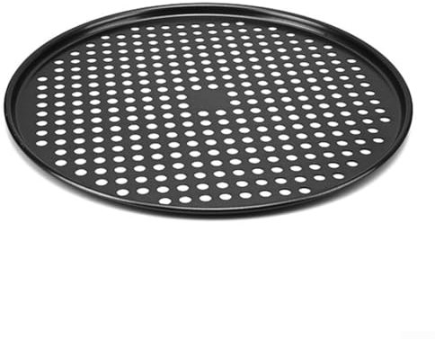 Niceminiwall Stainless Steel Round Pizza Tray 14.5 Inches Baking Pan With Large Handles For Home Kitchen Non-Stick Dishwasher Safe(black)