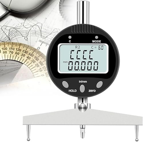 NGARY Multi-Function Digital Radius Gauge, Arc Face Radius Measurement with 10mm/20mm/30mm/60mm/100mm Measuring Jaws, for High-Precision Measurement Of Inside Radius,Outside Radius,and Depth