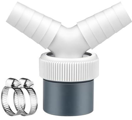 0.7–0.95in Washing Machine Drain Adapter, Plastic Appliance Inlet Hose Y-Piece Splitter Connector Drain Adaptor Dishwasher Y Connection Adapter with Hose Clamp for Dishwasher Tumble Washing Machine