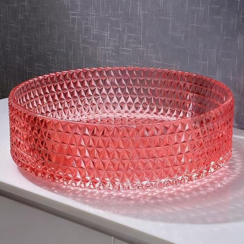 ZYCDP Waschbecken Aus Glas Für Badezimmer Glaswaschbecken Rund 395 X 395 X 122 mm Rot