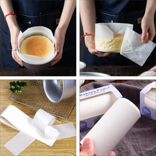 OSALADI 2 Rouleaux de Papier Sulfurisé Antiadhésif pour Moule à Gâteau Doublure de Cuisson en Papier Blanc 20 Mètres Feuilles de Cuisson Pratiques pour Pâtisserie et Cake Design