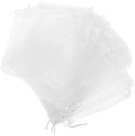 VILLCASE 100 Stück Weiße Organzabeutel mit Kordelzug 13 X 18cm Große Schmuck und Süßigkeitenbeutel aus Feinem Organza Transparente Netzbeutel für Hochzeiten und Gastgeschenke