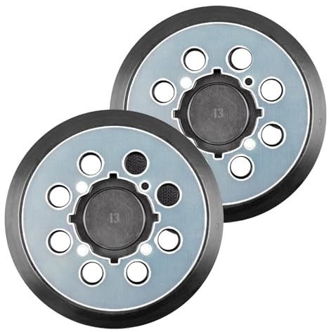 2Pcs 5 Inch Hook and Loop Orbital Sander Pad with 8 Dust Holes and 4 Screw Holes, High-Density Soft Rubber Sanding Pads Compatible with 5 Random Orbital Sanders, Durable Replacement Disc Base