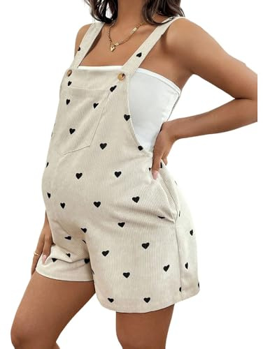 DOTBUY-SHOP Combinaison Grossesse Shorts Femme Enceinte Élégante, Velours côtelé Combinaison Maternité Femme Vetement Salopette Enceinte Doux Confort Pantalon