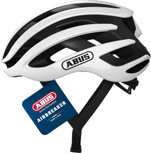 ABUS Rennradhelm AirBreaker - High-End Fahrradhelm für den professionellen Radsport - für Jugendliche und Erwachsene - Helm für Damen und Herren - Weiß, Größe L
