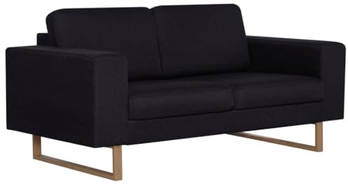 vidaXL Sofa 2-Sitzer mit Rückenkissen Sitzkissen Zweisitzer Loungesofa Polstersofa Lounge Stoffsofa Sitzmöbel Wohnzimmer Stoff Holzrahmen Schwarz