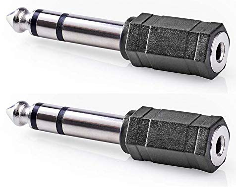 KnnX 28141 | Stereo-Audio-Adapter | 6,35 mm Stecker auf 3,5 mm Buchse | Vernickelt | Packung mit 2 Stück