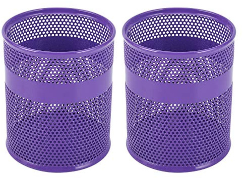 EasyPAG 2 Stück Metall Schreibtisch Organizer Stiftehalter Stiftköcher Makeup Pinsel Halter Utensilienschalen Büro Organisation Zubehör Ablage,Violett