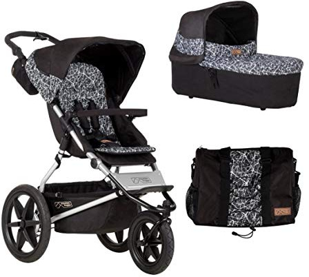 Mountain Buggy Terrain 3 Kinderwagen + Carrycot Babywanne + Wickeltasche in graphite