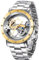 Alienwork IK Automatikuhr Armbanduhr Herren Damen Silber Edelstahl Metallarmband Skelett Glasboden