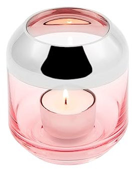 Fink SMILLA Teelichthhalter,Glas,hellrose H.14cm,D.12cm