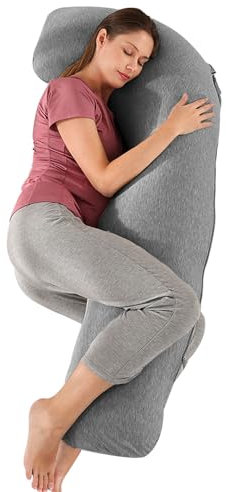 SHANNA Schwangerschaftskissen Seitenschläferkissen Stillkissen Fütternkissen mit Baumwolle Bezug, Lagerungskissen, Komfortkissen Erwachsene, Körperkissen fur Schlafen und Mutter