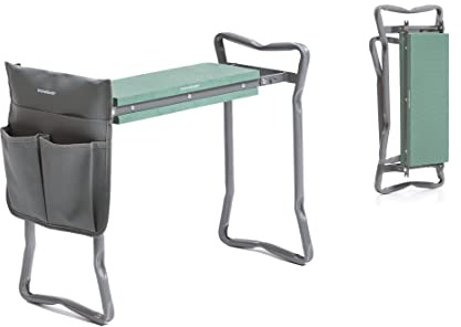 InnovaGoods® Banco de jardinería Plegable con Bolsa para Herramientas 3 en 1 Situl, Ayuda a Realizar Las tareas de jardinería de Forma cómoda y Segura, diseño Compacto y Ligero, Ideal para el jardín
