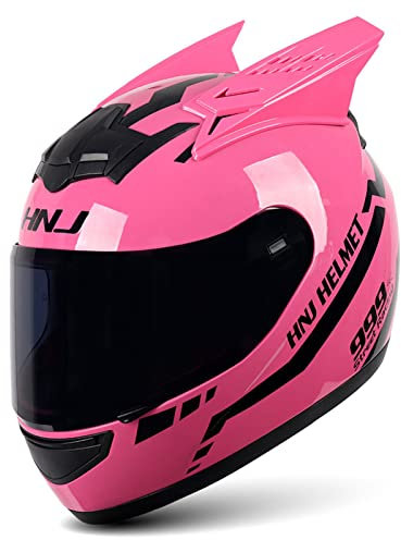 Motorradhelm Cat Ear Helm FMVSS 218 DOT-Zugelassener Vollgesichts-Motorrad-Crash-Modulhelm Erwachsene Klappvisiere Motocross-Helm Für Männer Und Frauen,Pink samurai b1,S