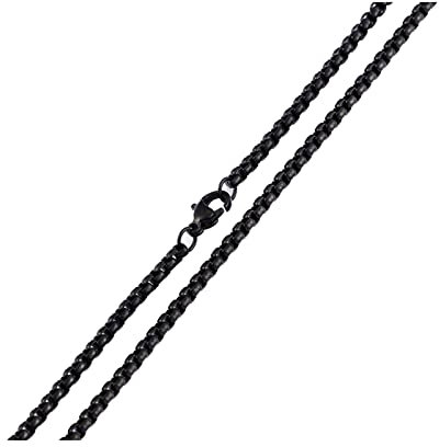 KnSam Edelstahl Erbskette 60.5 cm, Halskette Herren Schwarz Freundschaftskette Jungen Breit 3MM Hip Hop Edelstahlketten