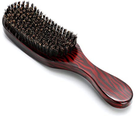 Haarbürste mit Wildschweinborsten, weiche Naturborsten, geeignet für feines und feines Haar, Haarbürste für Männer und Frauen, braun, glättend, gewellt, Kopfhaut weich