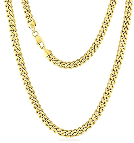 KRKC&CO Männer Kette, 8mm Herren Edelstahl Panzerkette mit Diamantschliff, 14K Gold Vergoldet Cuban Link Chains Goldkette, Geschenke für Damen Mädchen Männer Jungs, [Länge 66cm]