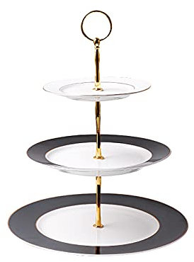 Kuchenständer ServierStänder 3-Lagenkeramik-Kuchen-Ständer mit Griffe Multi-Color Abnehmbarer Kuchen-Display-Dessert-Tisch for Hochzeiten, Bankette, Geburtstagsfeiern Tortenständer ( Color : Schwarz )