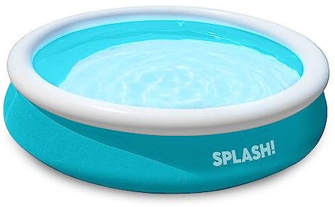 SPLASH! 6ft Inflatable Garden Swimming Pool – Fast Set-Up Family Paddling Pool with Repair Patches, Hose Adaptor & Double Vinyl Wall – Quick Fill Backyard Summer Fun for Kids and Adults