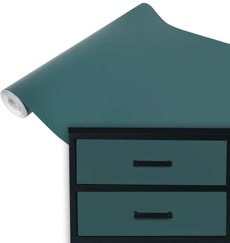 DecoMeister Klebefolie Möbel 67,5x200 cm - Selbstklebende Möbelfolie in glänzend und matt - PVC Folie für Möbel - Selbstklebende Folie für schnelle Umgestaltung und Renovierung - Grün-Blau Matt