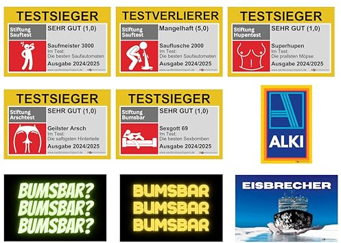 180x Malle Sticker Set – Lustige Aufkleber Partysticker & Mallorca/beliebte Bumsbar & Testsieger Saufsticker, Festival Accessoires, Oktoberfest & JGA - jeder Sticker 20x