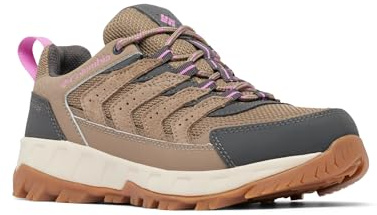Columbia Womens Strata Trail Low Waterproof, Wet Sand/Berry Patch, 8