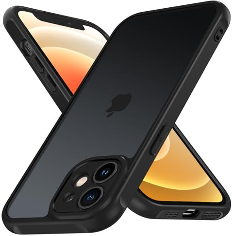 ivoler Hülle für iPhone 12 Mini 5.4 Zoll, [Vollständiger Kameraschutz] [Militärstandard] Stoßfest Handyhülle, Matt Durchscheinende Rückseite Anti-Fingerabdruck Schutzhülle Case (Schwarz)