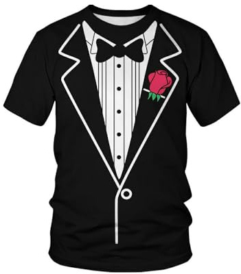 METRONS Men's Rose Tuxedo Shirts Suit Shirt Funny Unisex T-Shirt Novelty Tux Tee Clothing,Rose,Large